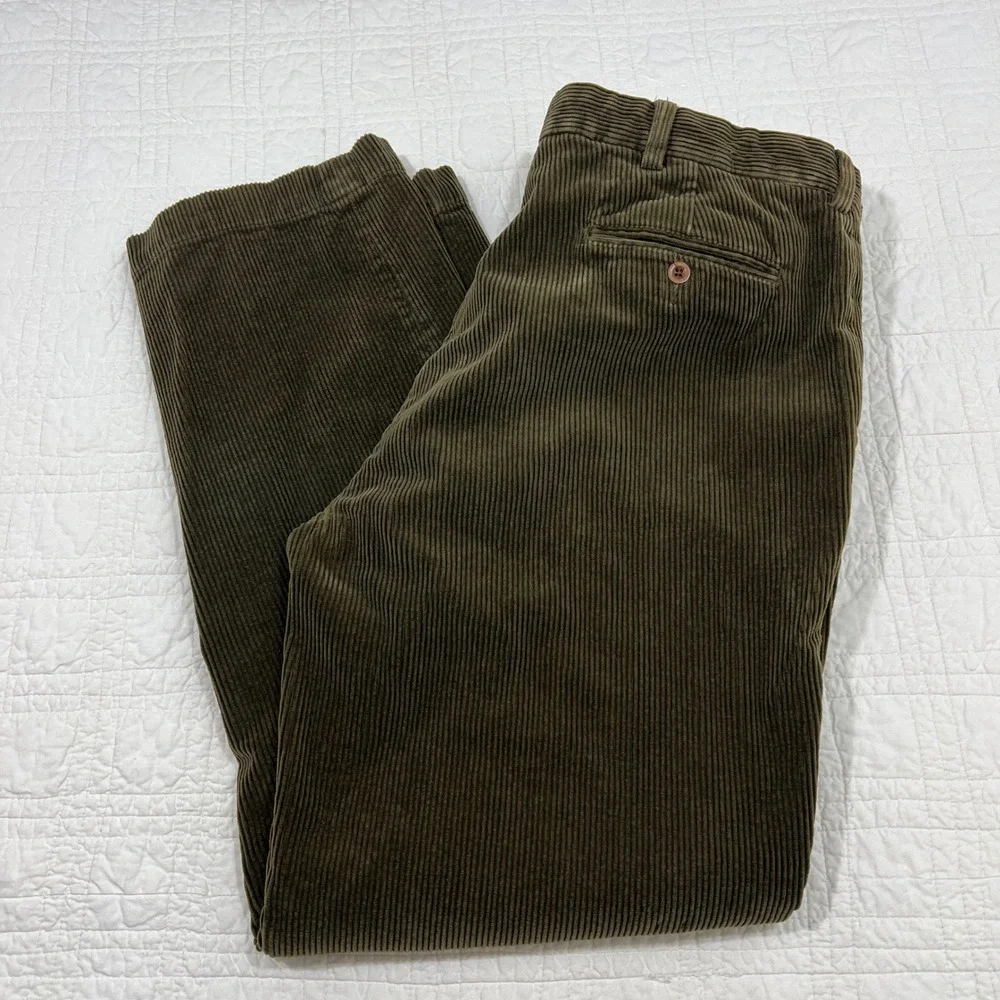 Polo Ralph Lauren Preston Pant Mens 38x32 Olive Brown Corduroy Straight Leg READ
